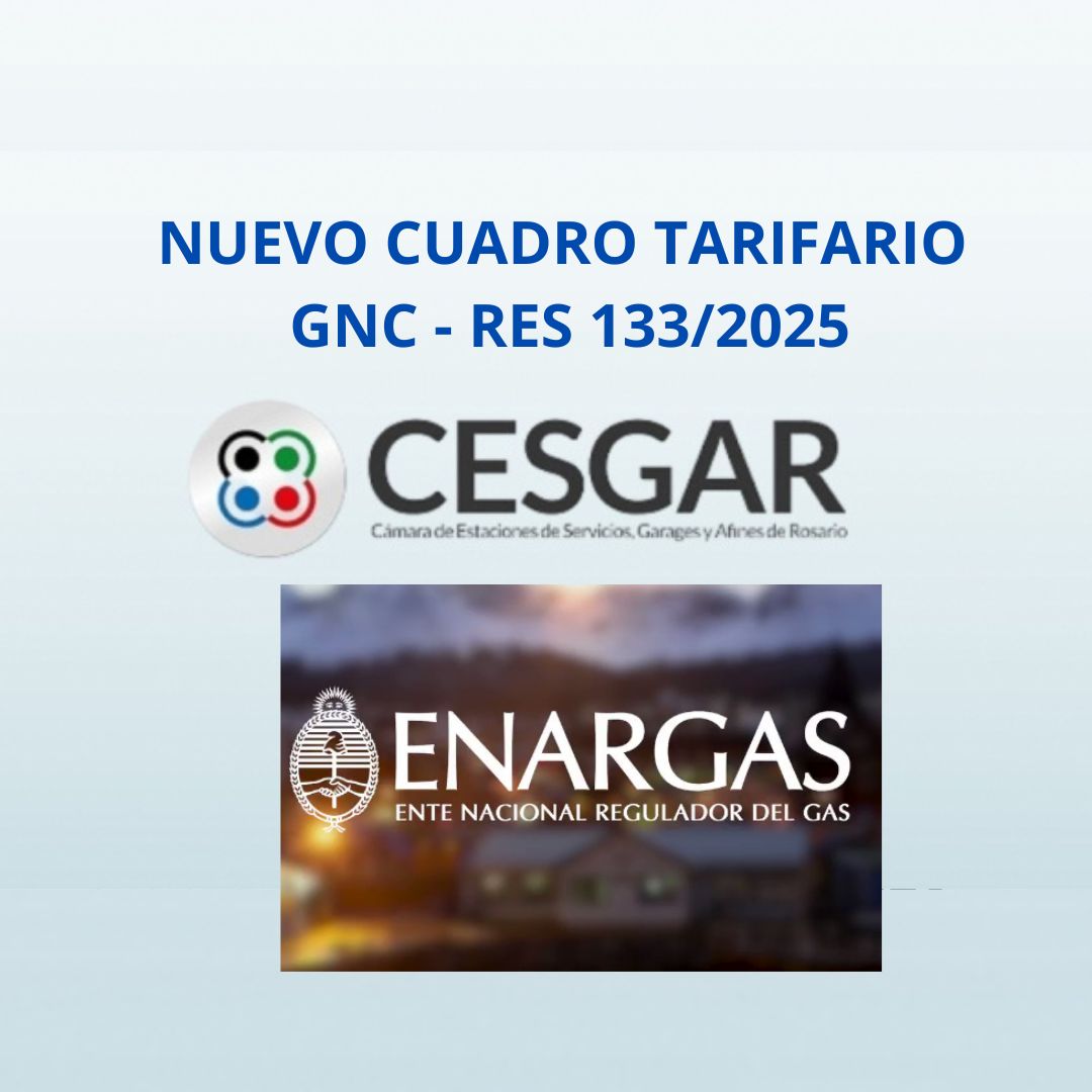 NUEVO CUADRO TARIFARIO GNC - RES 133/2025